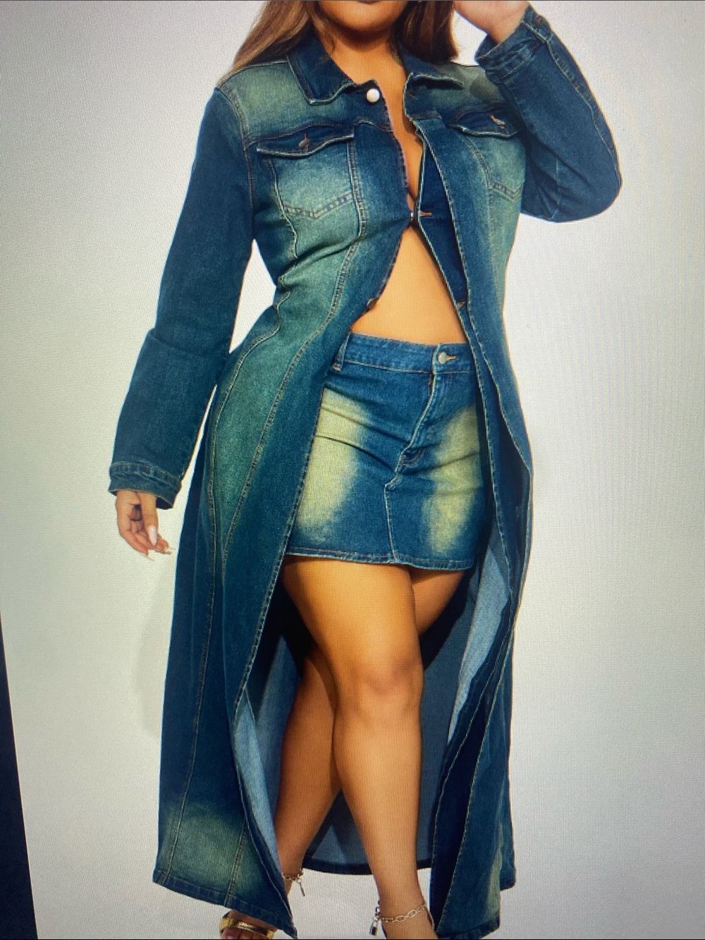 Fashion Nova Follow My Lead Denim Trench - Dark Wash